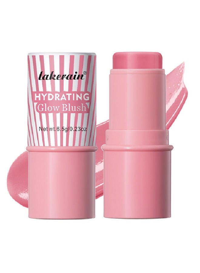 lakerain Hydrating Glow Blush, Moisturizing Hydrating Long Lasting Multi Use Glow Blusher For Eyes Lips Face Waterproof Hydrating Glow Blush Stick Tinted Blush Cooling Jelly Stick Cream Blush Balm #4Light Pink - Image 1