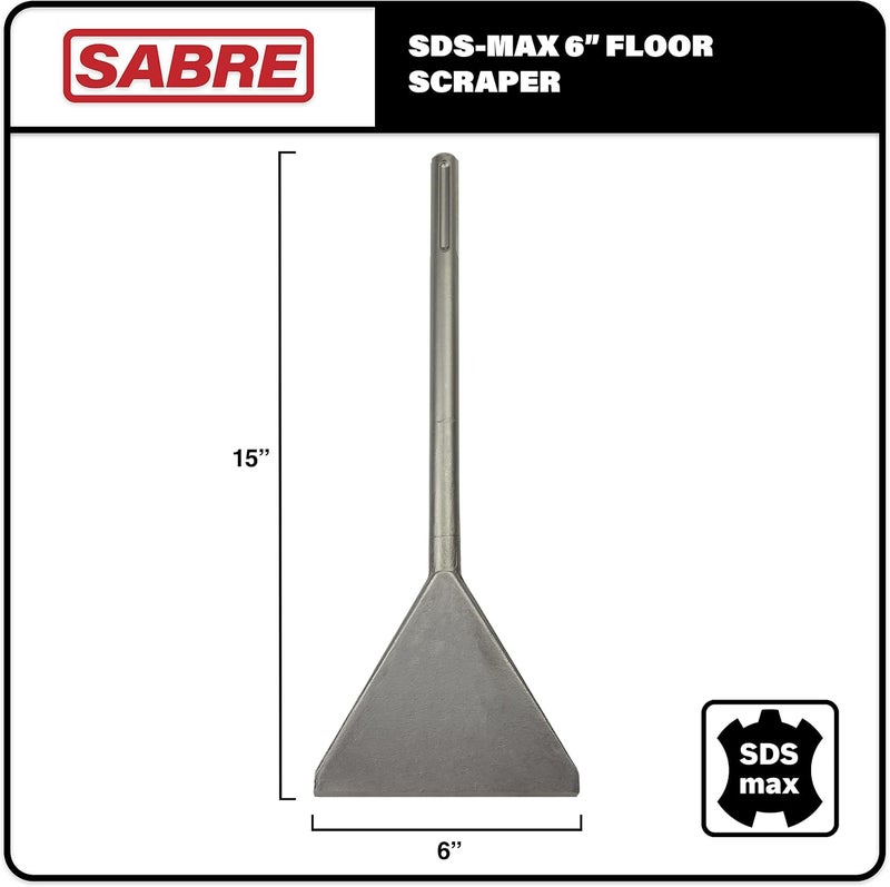 Sabre Tools SDS MAX 6" Thinset Scraping Chisel (6" x 15") - Machine Sharpened, Tile & Thinset Removal, Floor Scraper - Image 2