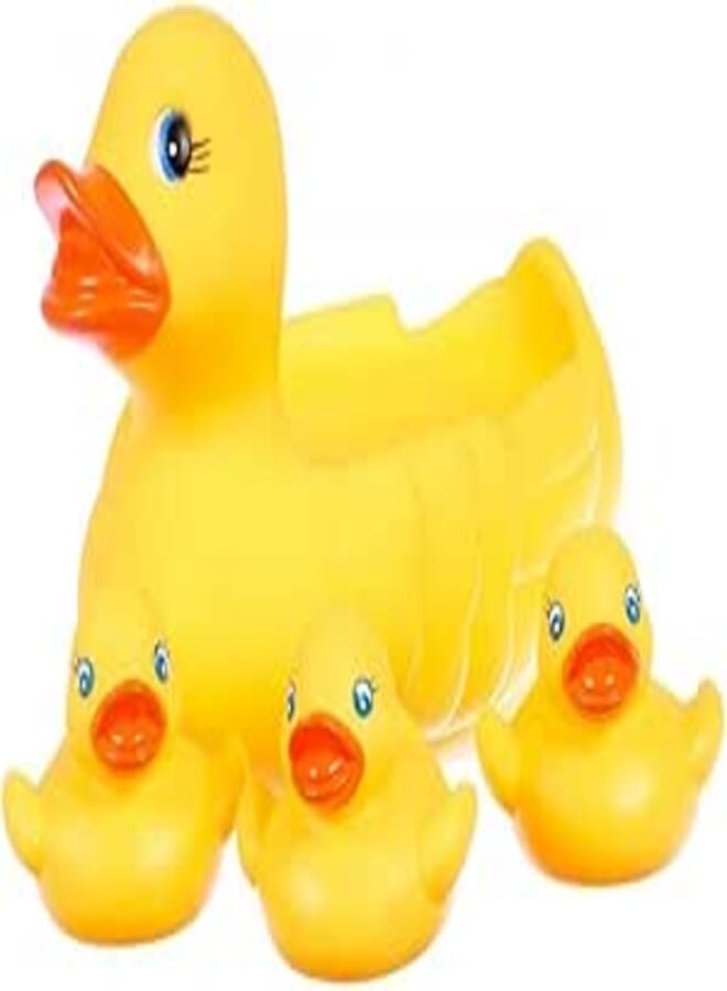 pmw-Squeeze chu chu Sound Bathtub Toys for Toddler Kids (4 pc Duck Family)- Multi Color