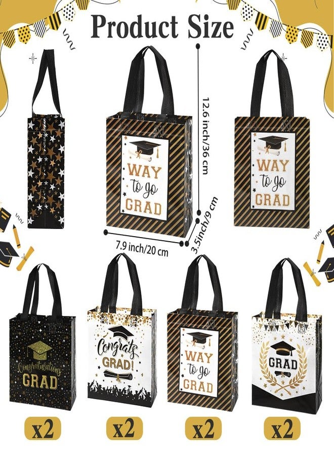 eowqeiur 8 Pack Graduation Gift Bags with Handles Non-woven Fabric Goodie Snack Candy Treat Tote Wrap Bags for Graduates Teachers Bulk Class of 2026 Grad Party Decorations Favors Supplies Baggies Stuffers - Image 2