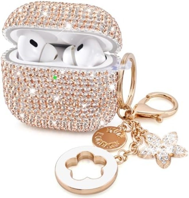 VISOOM Cute Jewelry Case for Airpods 4 Cases 2024 Cover Women, Sparkly Air pods 4 Gen Case Hard TPU Airpod Cases 4th Generation Glitter iPods 4 Cas with Bling Keychain for iPods Earbuds Airpods 4th - Image 1