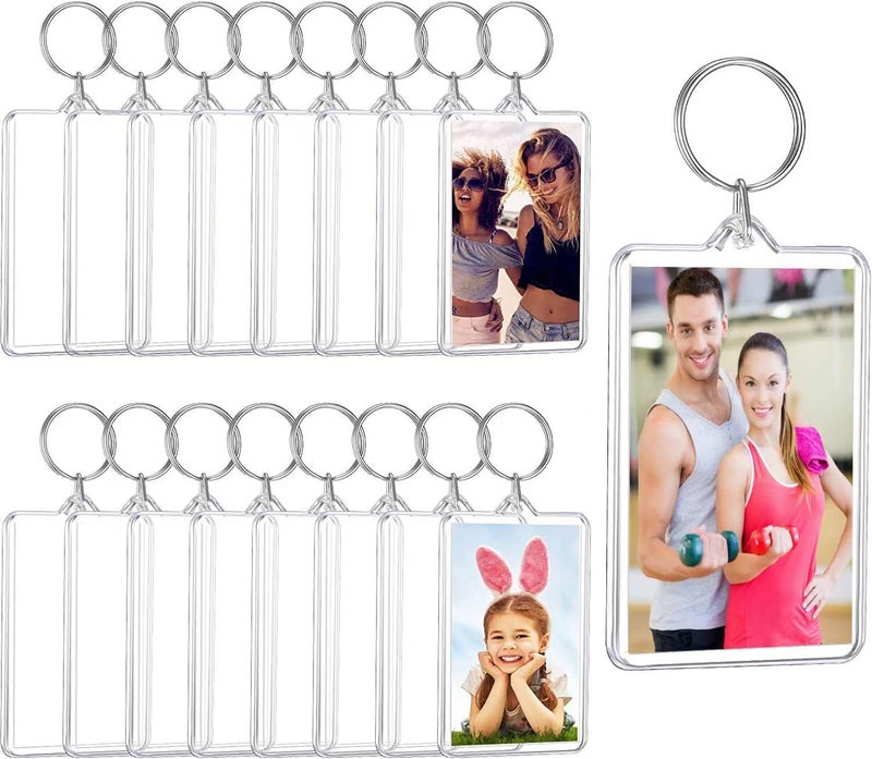 Generic DIY transparent picture frame keychain set 2x1.3 inches compact, convenient, clear and wear-resistant - Image 1