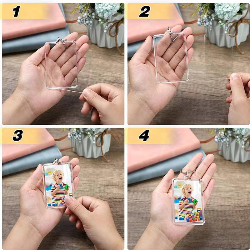 Generic DIY transparent picture frame keychain set 2x1.3 inches compact, convenient, clear and wear-resistant - Image 4