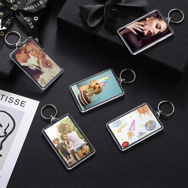 Generic DIY transparent picture frame keychain set 2x1.3 inches compact, convenient, clear and wear-resistant - Image 2