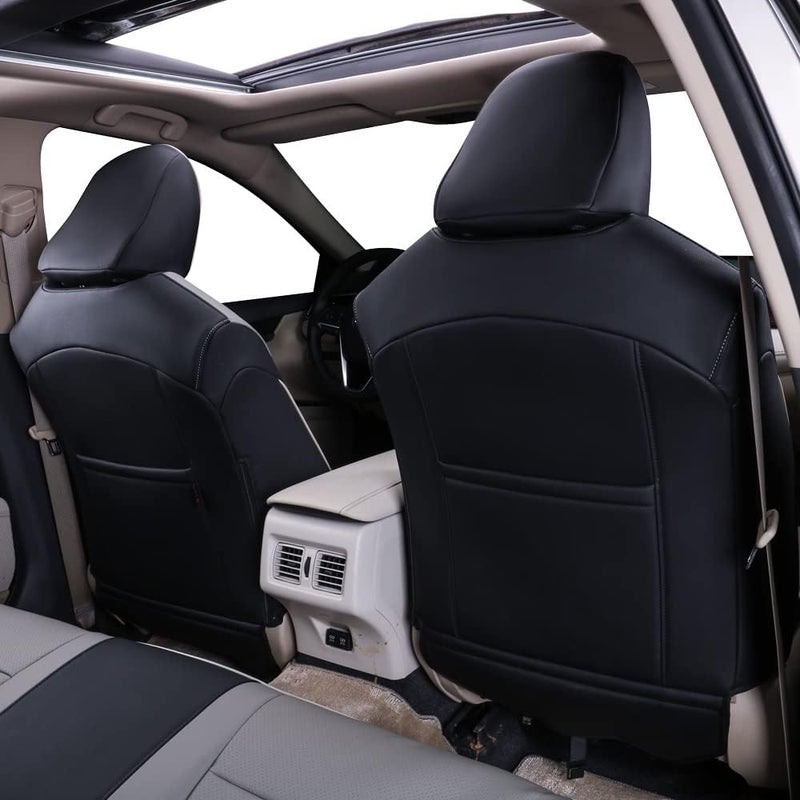 EKR Custom Fit Camry Car Seat Covers for Toyota Camry LE, SE, SE Nightshade 2018-2024 - Full Set, Leather (Black/Gray) - Image 2