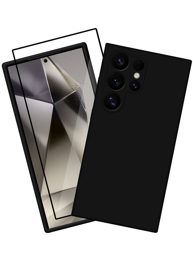 CATANES حافظة سامسونج جالاكسي S24 ألترا مع واقي شاشة - عبوة 2 - حافظة سيليكون رفيعة، حماية كاميرا محسّنة، حافظة هاتف مضادة للصدمات، حافظة متينة باللون الأسود - Image 2