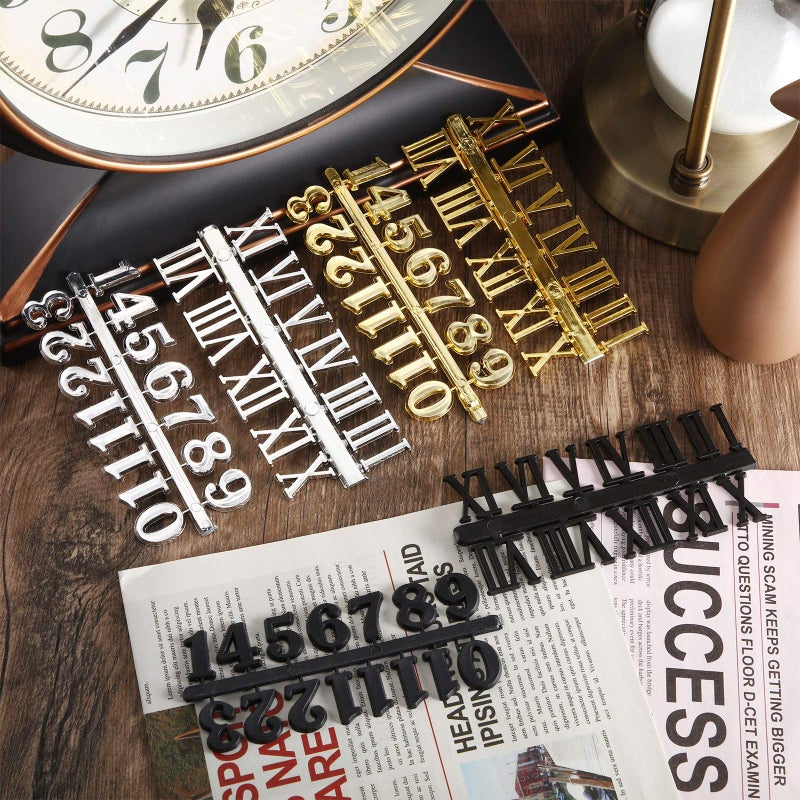 Yaomiao 15 Sets Clock Numerals Kit in Black Silver Gold DIY Digital Clock Numbers Clock Hands Replacement Parts Clock Accessories for Home Art Decor (Arabic Numerals) - Image 5