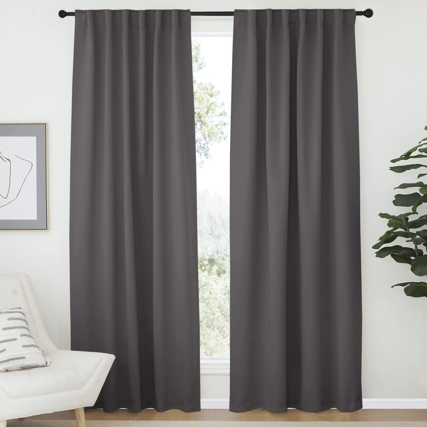 NICETOWN Light Reducing Curtain Panels Window Draperies Grey Color 52x84 inch 2 Pieces Insulating Room Darkening Drapes for Bedroom