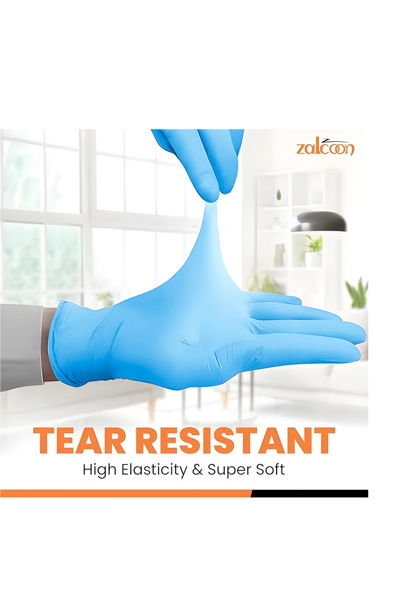Zalcoon Blue Disposable Gloves, 4.5g latex free Powder Free Gloves for light use, Home, Cleaning, Food Prep, Food safe and Non-Sterile Medium (M) (1 Pack x 100 Pieces) - Image 4