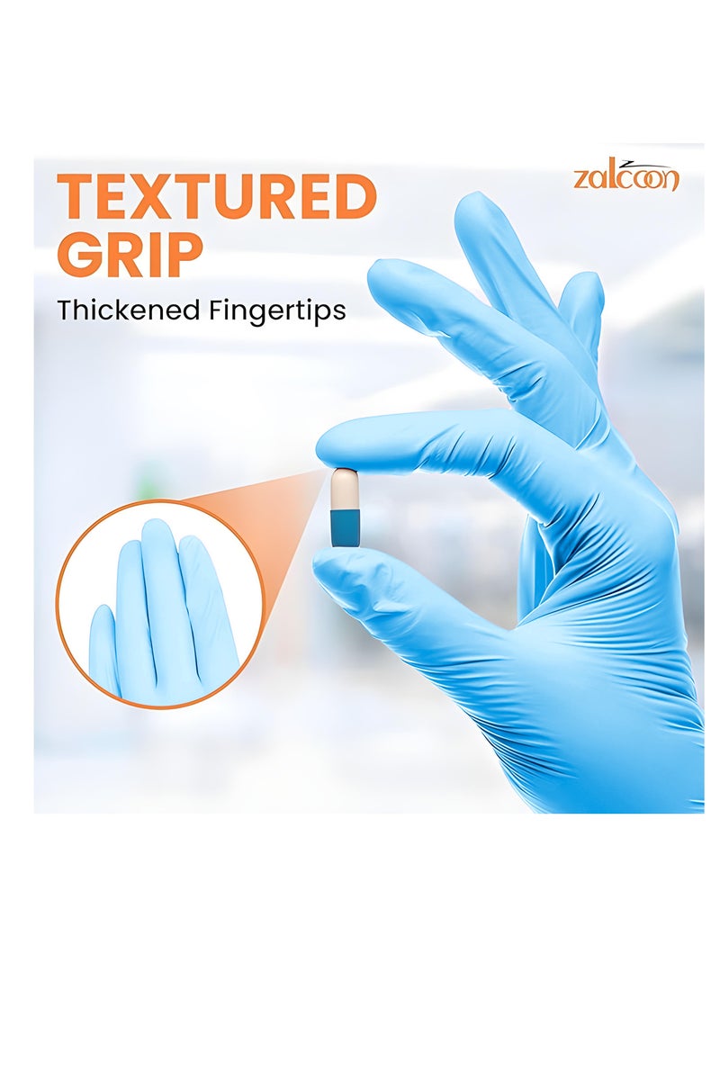 Zalcoon Blue Disposable Gloves, 4.5g latex free Powder Free Gloves for light use, Home, Cleaning, Food Prep, Food safe and Non-Sterile Medium (M) (1 Pack x 100 Pieces) - Image 3