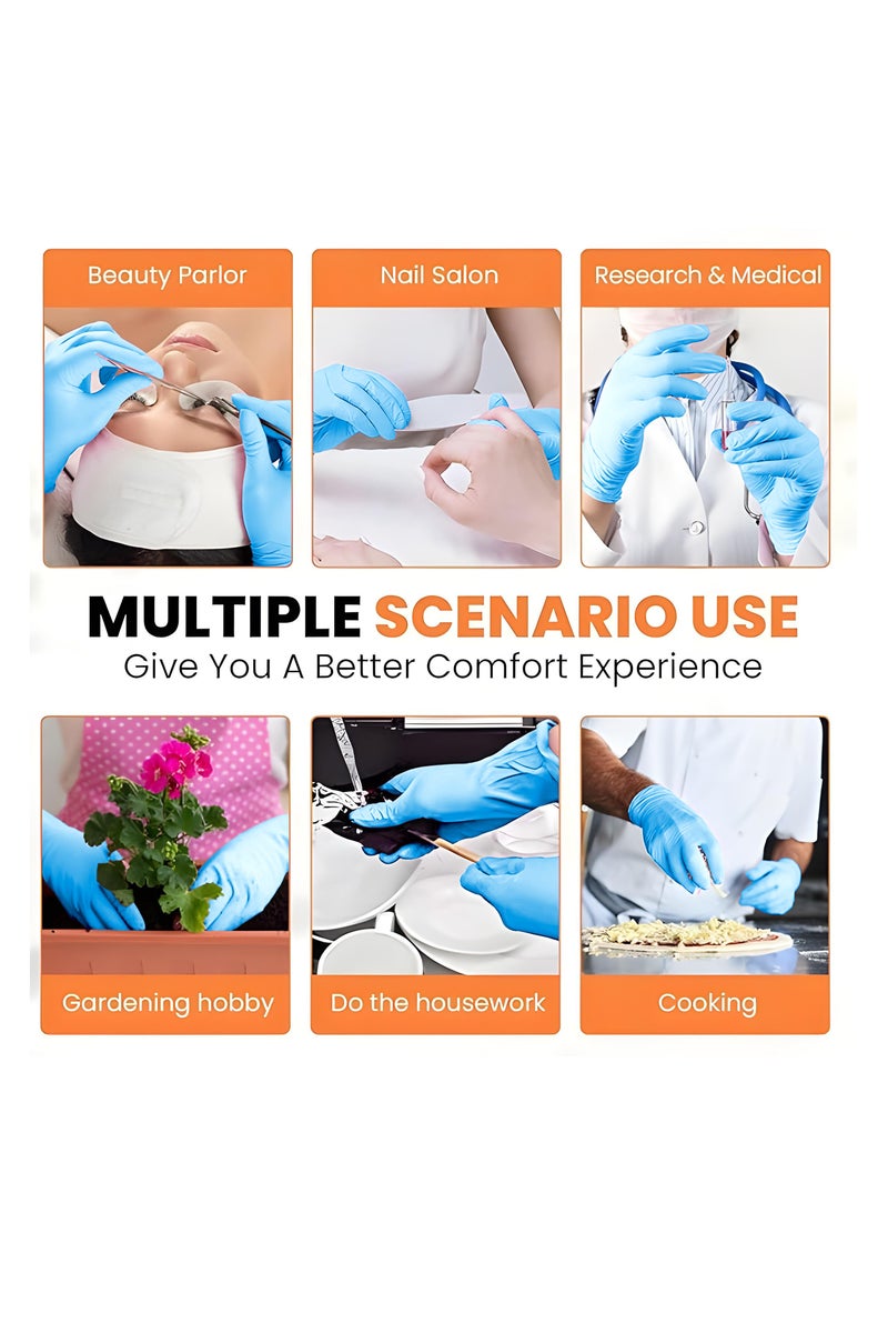 Zalcoon Blue Disposable Gloves, 4.5g latex free Powder Free Gloves for light use, Home, Cleaning, Food Prep, Food safe and Non-Sterile Medium (M) (1 Pack x 100 Pieces) - Image 5