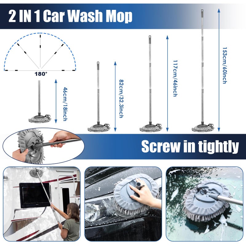 Viewsun 21Pcs Car Cleaning Kit with High Power Handheld Vacuum, Car Wash Mop with Long Handle, Bucket, Detailing Brush Set, Windshield Cleaner, Complete Interior Exterior Washing Supply for Men Women - Image 3
