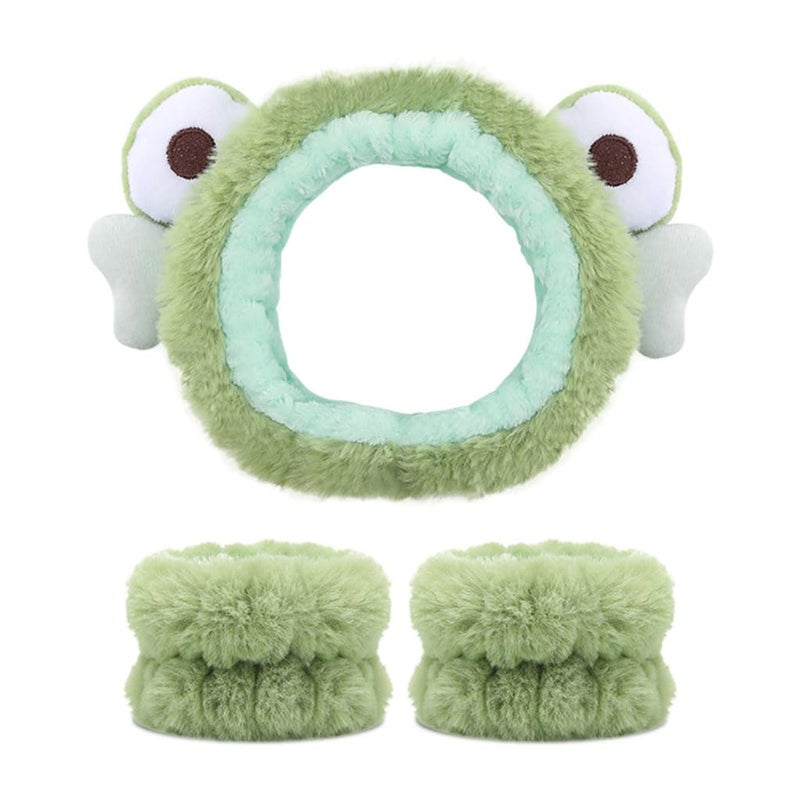 M'AYCREATE MAYCREATE® Headband for Woman Wrist Band for Face Wash, Set of 3pcs Face Wash Band Spa Headband & Wristband, Cute Elastic Face Wash Headband for Skincare, Hair Bands for Makeup for Women Girls - Image 1