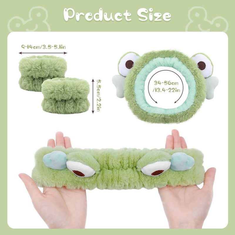 M'AYCREATE MAYCREATE® Headband for Woman Wrist Band for Face Wash, Set of 3pcs Face Wash Band Spa Headband & Wristband, Cute Elastic Face Wash Headband for Skincare, Hair Bands for Makeup for Women Girls - Image 2