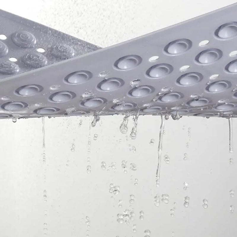 Cuzenal Shower Mat Non Slip - Bath Mat with a Drain Hole and Suction Cups to Keep Floor Clean, Shower Foot Scrubber Massage Mat (69 x 36, Light Blue) (Grey) - Image 4