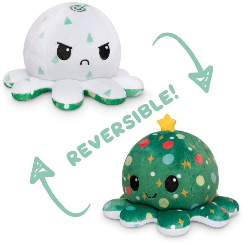 TeeTurtle - The Original Reversible Octopus Plushie - Christmas Trees + Ornaments - Cute Sensory Fidget Stuffed Animals That Show Your Mood - Image 3