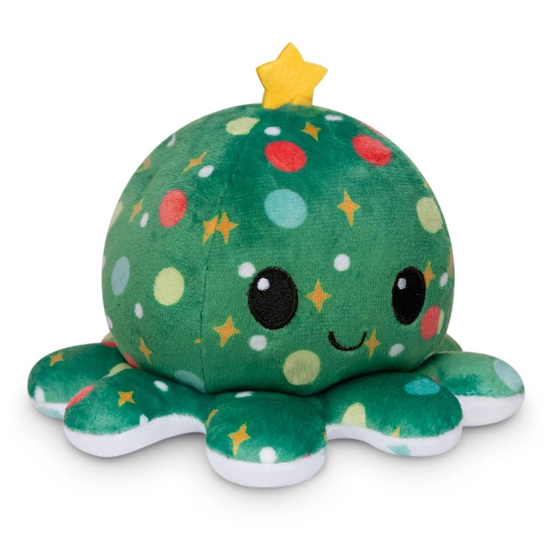 TeeTurtle - The Original Reversible Octopus Plushie - Christmas Trees + Ornaments - Cute Sensory Fidget Stuffed Animals That Show Your Mood - Image 1