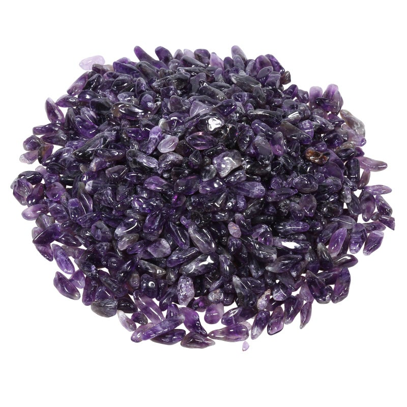 Rockcloud 1 lb Amethyst Small Tumbled Chips Crushed Stone Healing Reiki Crystal Jewelry Making Home Decoration