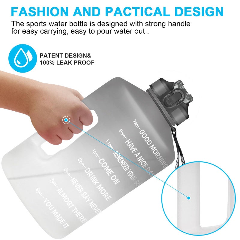 SLUXKE 1 Gallon Water Bottle with Straw, 128oz Motivational Large Water Bottle with Time Marker BPA Free, Big Sports Bottle Jug with Handle Leak Proof for Fitness Outdoor Enthusiasts BLACK WHITE - Image 5