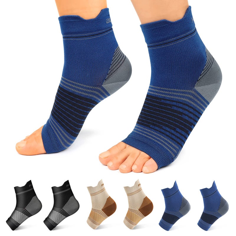PAPLUS Plantar Fasciitis Sock 6 Pairs for Men and Women Compression Foot Sleeves with Arch and Ankle Support Black Nude Navy XLarge 