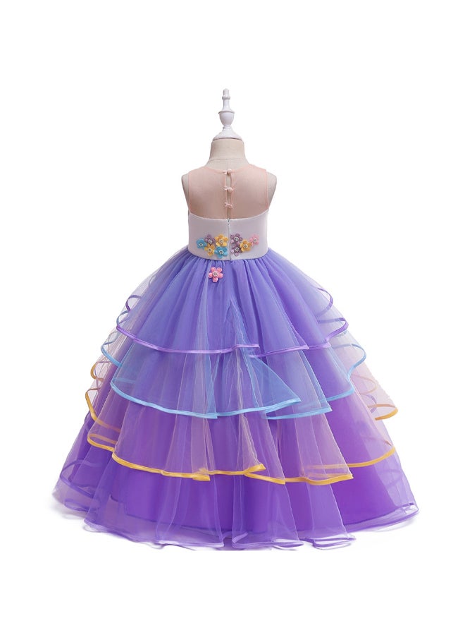 Flower Evening Tutu Dress Purple - Image 2