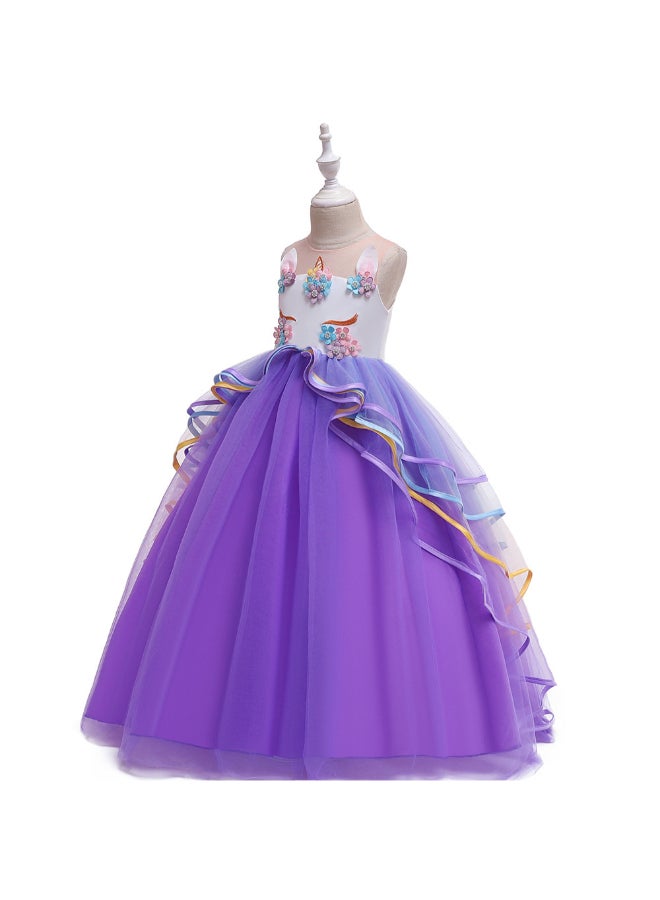 Flower Evening Tutu Dress Purple - Image 3