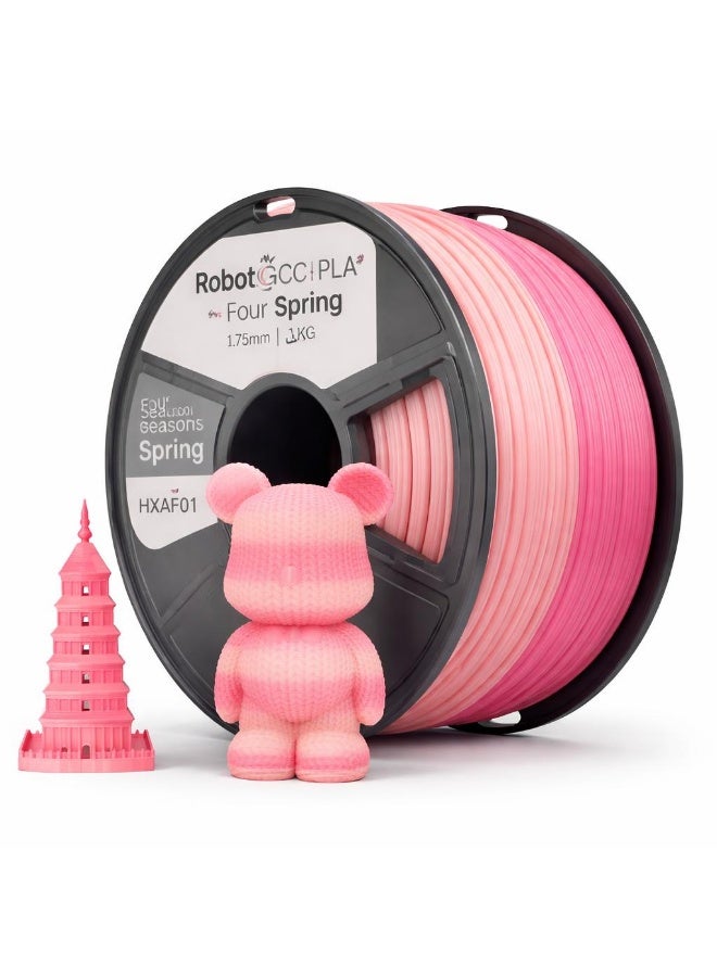 robotgcc PLA Four Seasons Spring 3D Printer Filament 1.75mm 3D Printing Material 1KG Spool Glossy Gradient Filament Smooth Surface Easy Print Low Warping Strong Layer Adhesion Precision Diameter Stable Extrusion FDM Compatible for Decorative Models Prototyping DIY Projects - Image 1