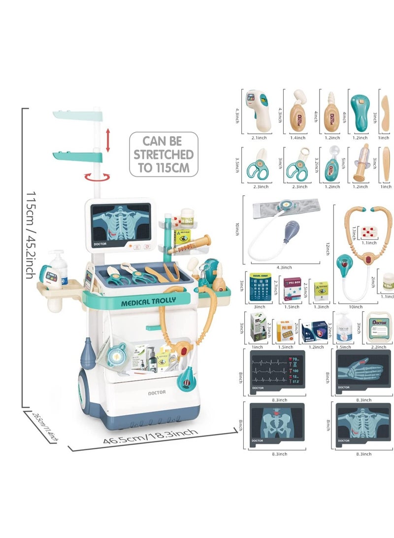 Pretend Medical Station Set for Boys and Girls - 26PCS Pretend Play Medical Kit Toy - Mobile Cart with Sound and Light Functions - Kids Doctor Kit for Toddlers 3-5 - Birthday Gift - Image 5