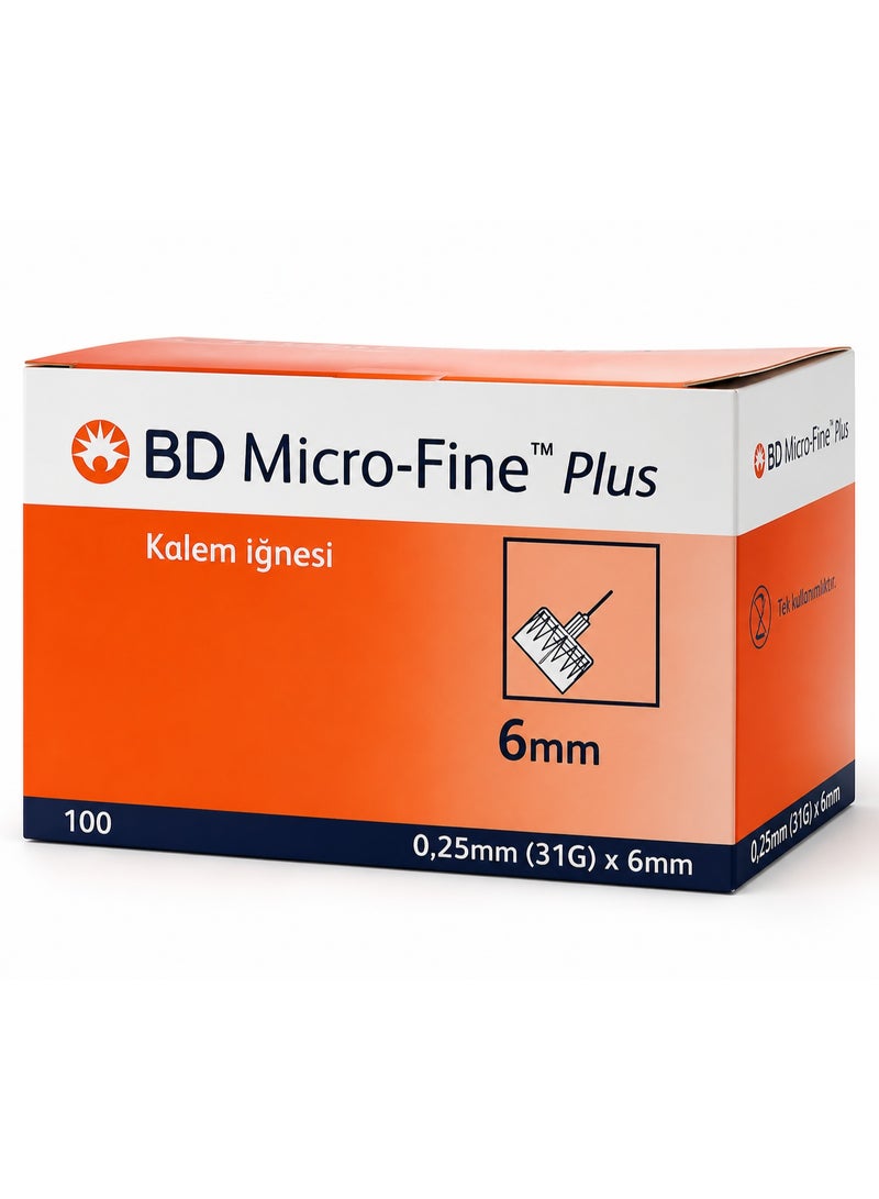 إبر قلم BD Micro-Fine Plus 31G 6 مم، 100 إبرة | إبر قلم أنسولين فائقة الدقة لرعاية مريحة لمرضى السكري
