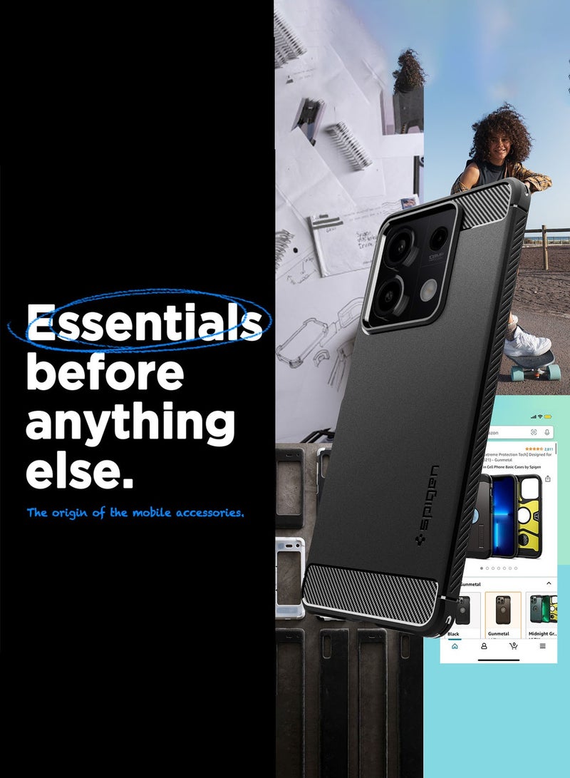 Spigen Rugged Armor Redmi Note 13 5G Case Cover with Carbon Fiber Textures - Matte Black - Image 2