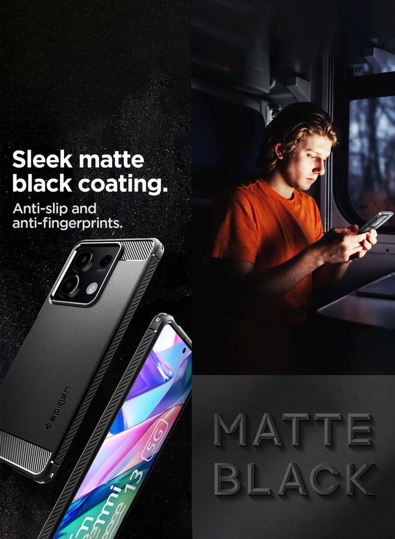 Spigen Rugged Armor Redmi Note 13 5G Case Cover with Carbon Fiber Textures - Matte Black - Image 3