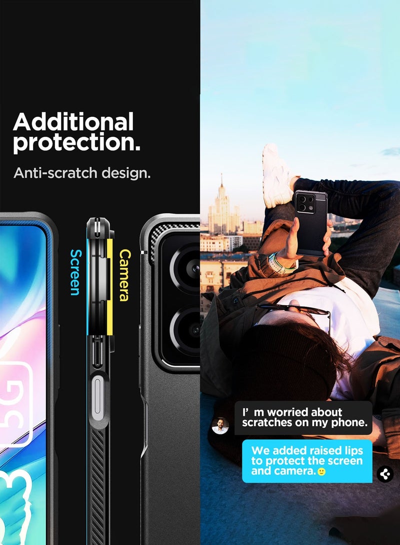 Spigen Rugged Armor Redmi Note 13 5G Case Cover with Carbon Fiber Textures - Matte Black - Image 4