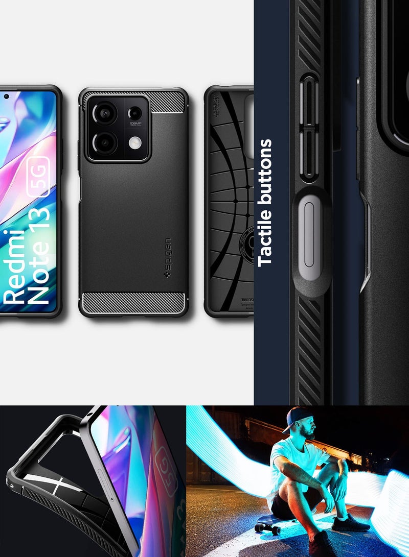 Spigen Rugged Armor Redmi Note 13 5G Case Cover with Carbon Fiber Textures - Matte Black - Image 5