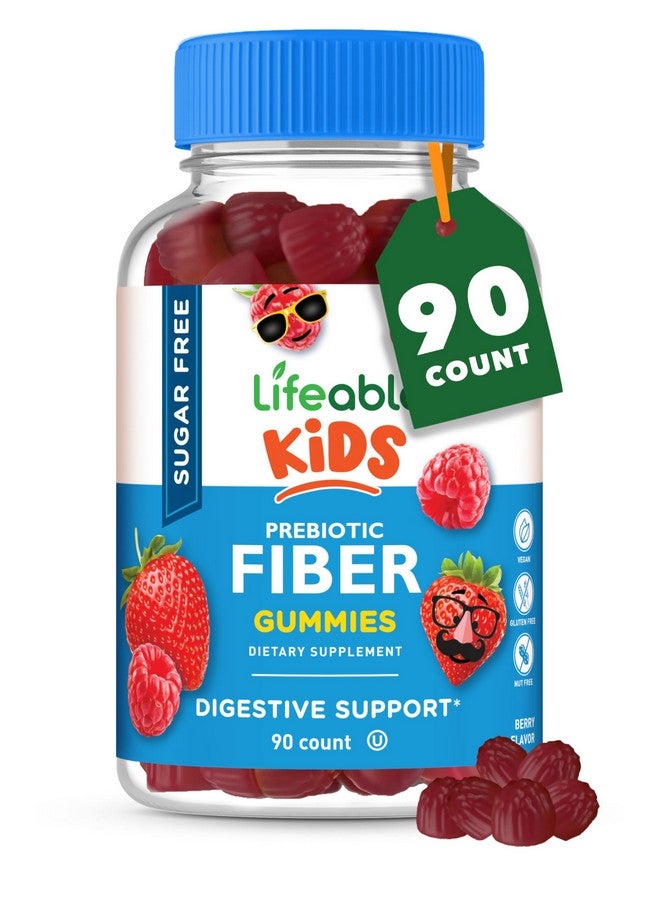 Lifeable Sugar Free Prebiotic Kids Fiber Gummies | 4g Fiber for Kids | Great Tasting Vegetarian Fiber Supplements for Kids | for Digestive Health | Fiber Gummies for Kids | 90 Probiotics Gummies - Image 1