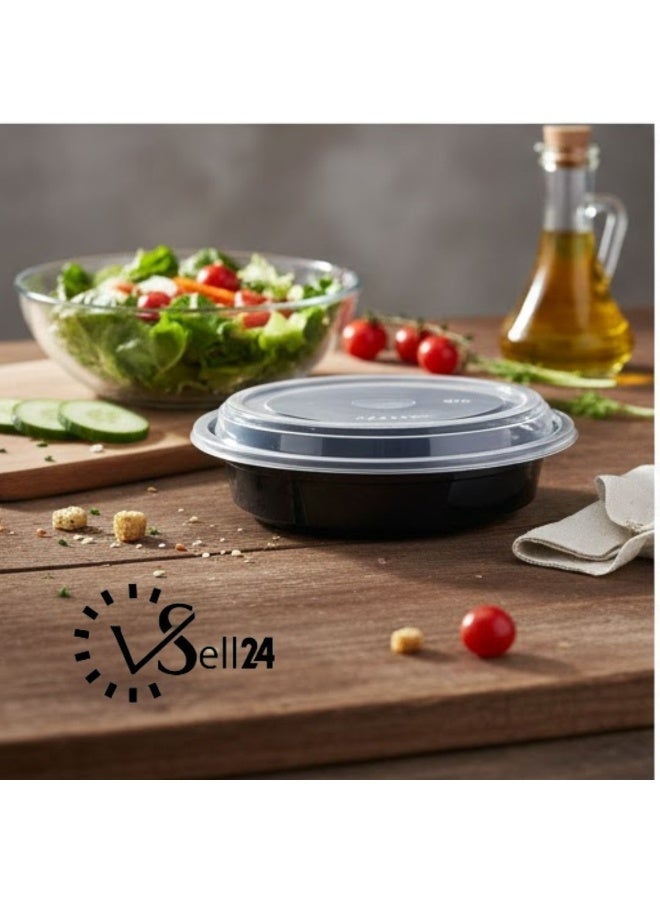 حاويات طعام دائرية سعة 24 أونصة (RO) للميكروويف مع أغطية، للاستخدام مرة واحدة، مقاومة للتسرب، لتحضير الوجبات الجاهزة وتخزين الطعام. - Image 3