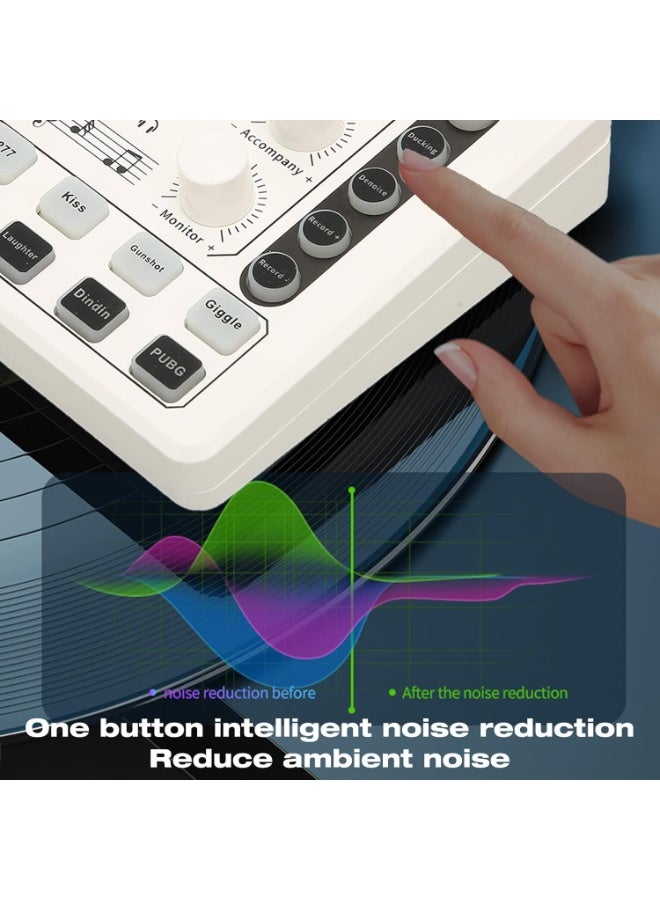 كارت صوت M8 لايف - شريحة DSP لمباشر البث الصوتي | 12 أصوات محيطة و 4 تأثيرات صوتية | ميكسر دي جي لمباشر البث、تسجيل الموسيقى、عزف الغيتار | مُغير الصوت متوافق مع تيك توك、فيس بوك、يوتيوب、البودكاستات وتسجيل الألعاب | يدعم توصيل USB و بلوتوث - Image 3