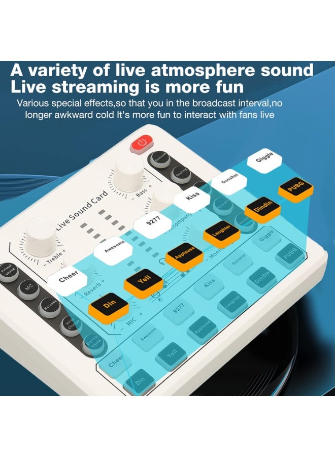 كارت صوت M8 لايف - شريحة DSP لمباشر البث الصوتي | 12 أصوات محيطة و 4 تأثيرات صوتية | ميكسر دي جي لمباشر البث、تسجيل الموسيقى、عزف الغيتار | مُغير الصوت متوافق مع تيك توك、فيس بوك、يوتيوب、البودكاستات وتسجيل الألعاب | يدعم توصيل USB و بلوتوث - Image 5