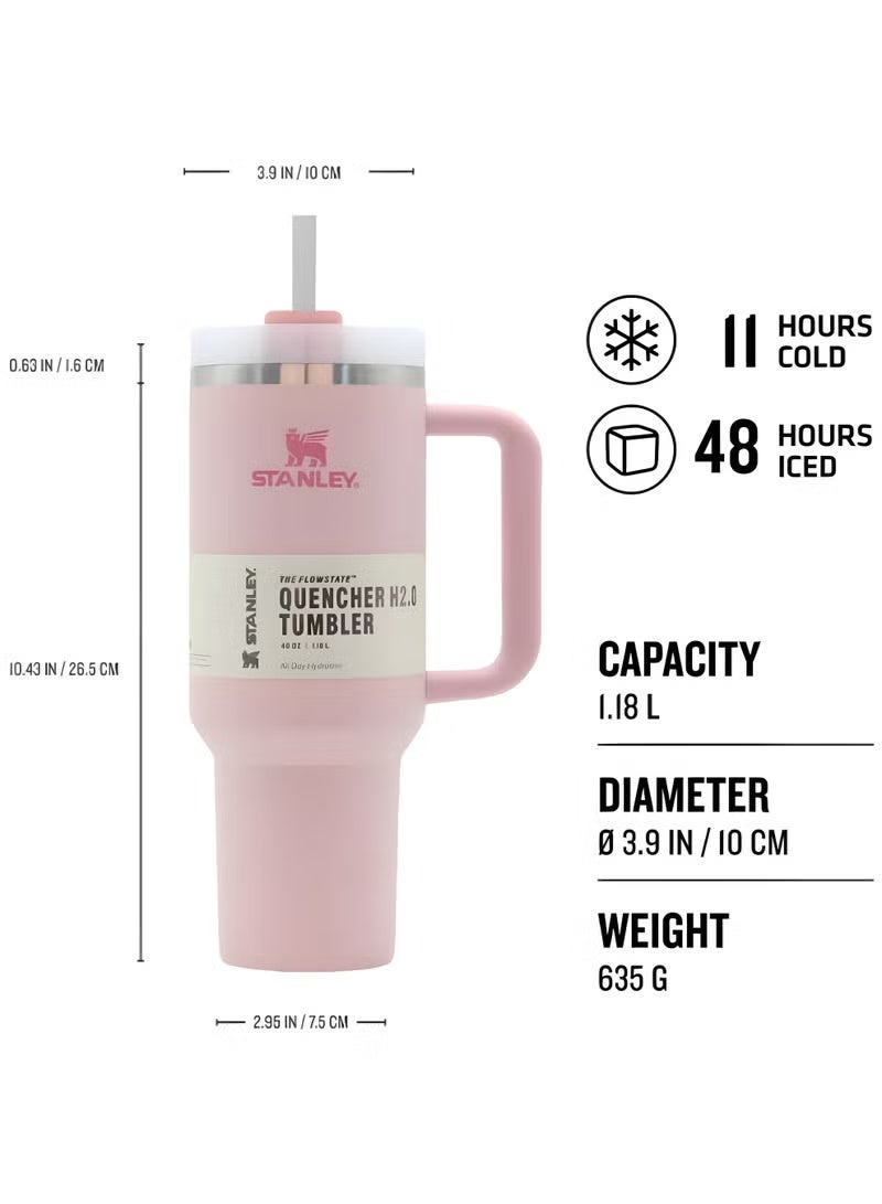 Stanley Quencher H2.0 FlowState Stainless Steel Vacuum Insulated Tumbler with Lid and Straw for Water, Iced Tea or Coffee, Smoothie and More,40 oz Cherry Blossom  Pink - Image 3