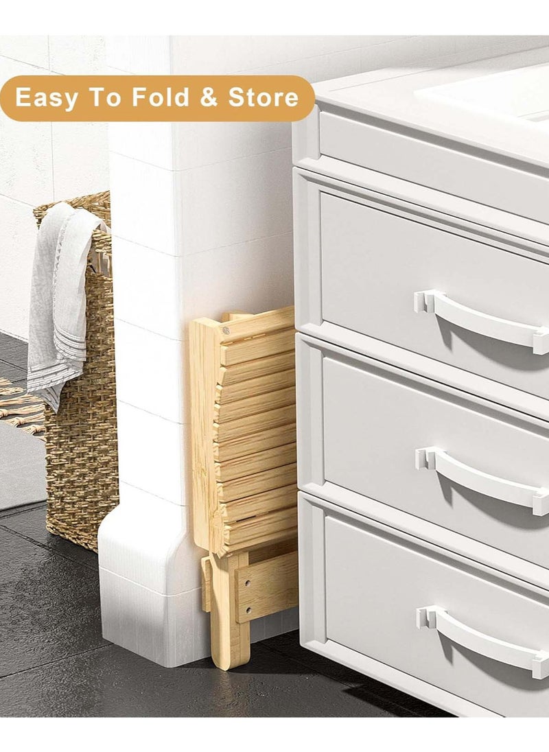 YIM-VIBEHAUS - Folding Stool for Shaving Shower Foot Rest, Home Portable Folding Shower Seat, Wood Stool Small Stool Chair Folding Chairs for Bathroom - Image 1