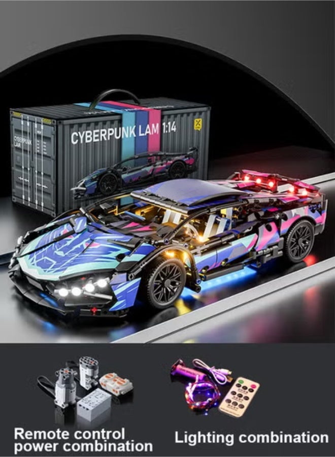 Bukela Supercar Building Block Toy with Colorful Lights, 1:14 Scale Car Model Building Block Toy, Suitable for Boys Aged 14 and Above and Adult Collectors, Racing Car with APP and Remote - Image 1