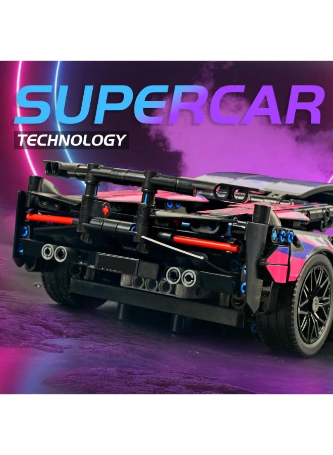 Bukela Supercar Building Block Toy with Colorful Lights, 1:14 Scale Car Model Building Block Toy, Suitable for Boys Aged 14 and Above and Adult Collectors, Racing Car with APP and Remote - Image 5