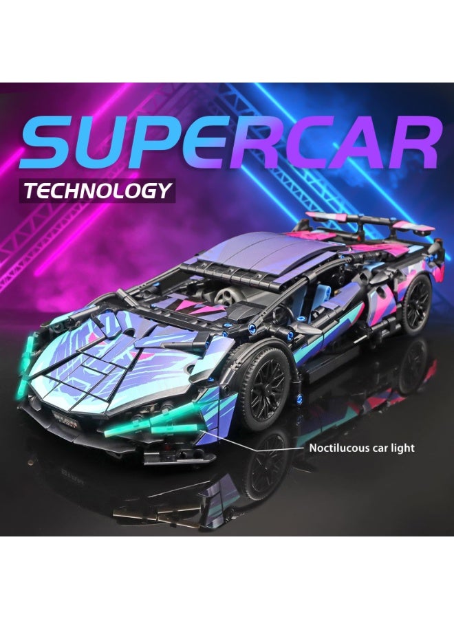 Bukela Supercar Building Block Toy with Colorful Lights, 1:14 Scale Car Model Building Block Toy, Suitable for Boys Aged 14 and Above and Adult Collectors, Racing Car with APP and Remote - Image 3