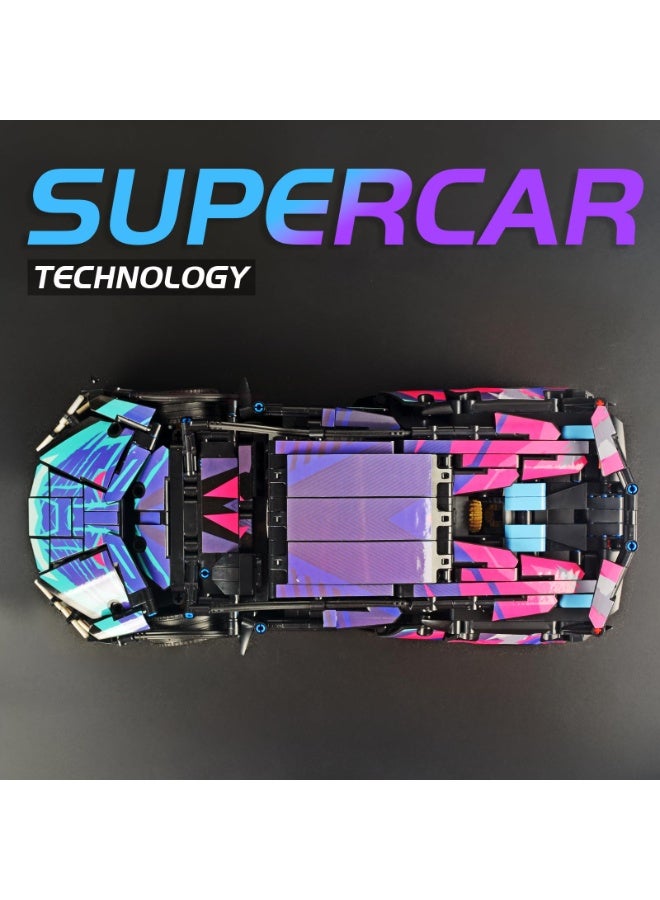 Bukela Supercar Building Block Toy with Colorful Lights, 1:14 Scale Car Model Building Block Toy, Suitable for Boys Aged 14 and Above and Adult Collectors, Racing Car with APP and Remote - Image 4