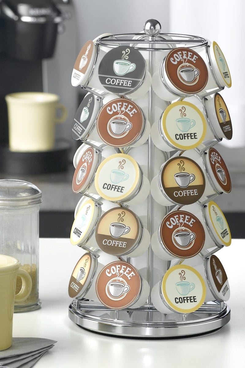 Nifty Solutions Nifty K Cup Holder – Compatible with K-Cups, Coffee Pod Carousel | 35 K Cup Holder, Spins 360-Degrees, Lazy Susan Platform, Modern Chrome Design, Home or Office Kitchen Counter Organizer - Image 5
