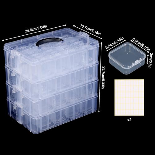 SGHUO Bead Organizer Box, 112pcs Small Organizers, 4-Tier Stackable Storage Container Box for Art Craft Storage, Washi Tape, Kids Toys, Jewelry, Beauty & Sewing Supplies - Image 2