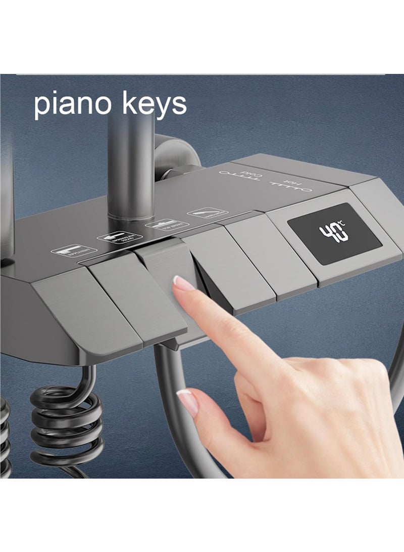 Wall-Mounted Shower System Smart Digital Display Rainfall with Piano Keys Button Diverter,Shower Combo Set Height Adjustable，B-82 - Image 2