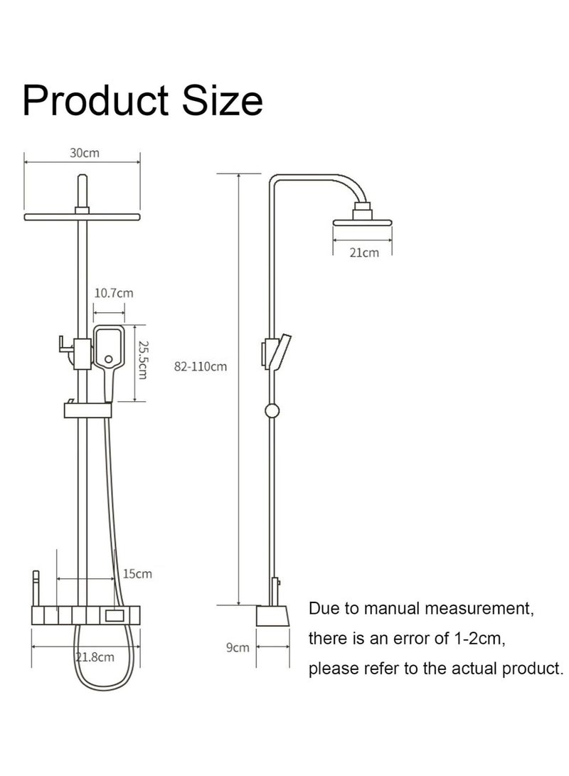 Wall-Mounted Shower System Smart Digital Display Rainfall with Piano Keys Button Diverter,Shower Combo Set Height Adjustable，B-82 - Image 4
