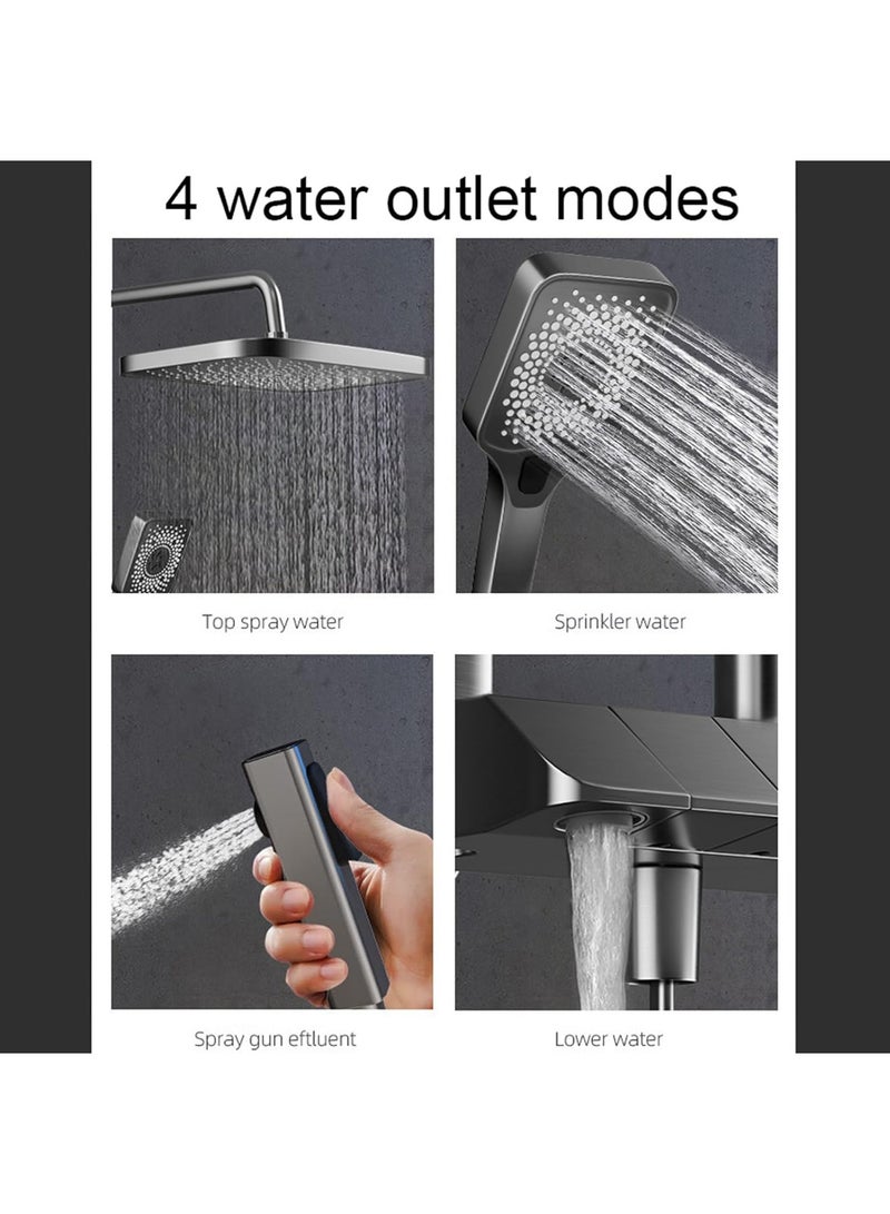 Wall-Mounted Shower System Smart Digital Display Rainfall with Piano Keys Button Diverter,Shower Combo Set Height Adjustable，B-82 - Image 5