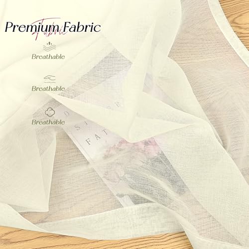 Showgeous 8 Panels Canopy Curtains Ivory Canopy Bed Curtains for King Full/Queen and Twin Bed Frame,Four Poster Bed Canopy Curtains Drapes,Sheer Canopy Bed Drapes with Top and Self-Adhesive Velcro(42"x74") - Image 4