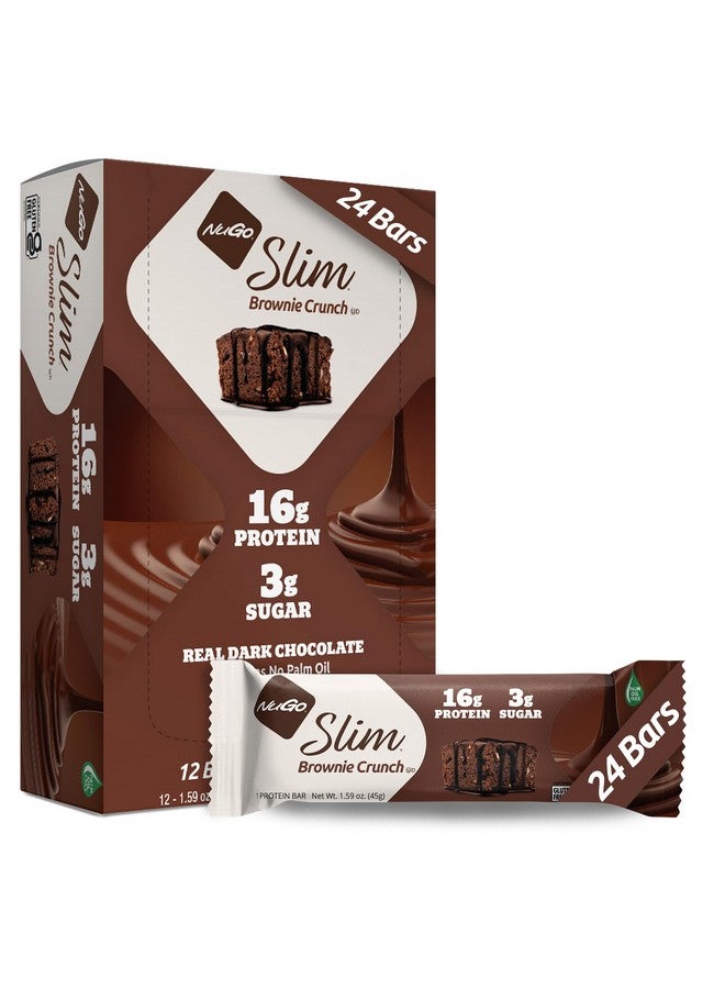Nugo Slim Dark Chocolate Brownie Crunch, 16g Protein, 2g Sugar, 7g Fiber, Low Net Carb, Keto Friendly, Gluten Free, 24 Count - Image 1